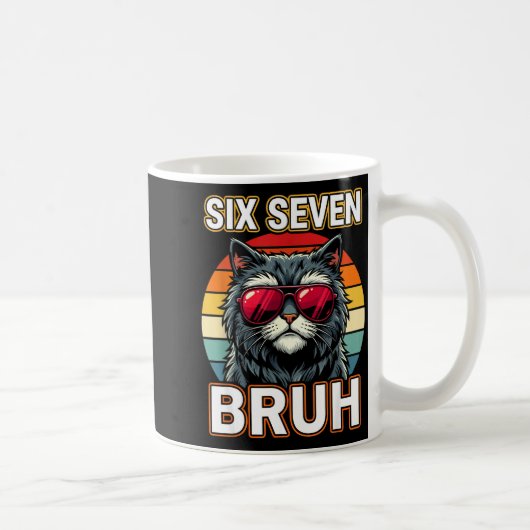 Cool Retro Six Seven Bruh Cat Sungles Meme 67  コーヒーマグカップ (右)