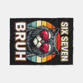 Cool Retro Six Seven Bruh Cat Sungles Meme 67  フリースブランケット (正面(横))