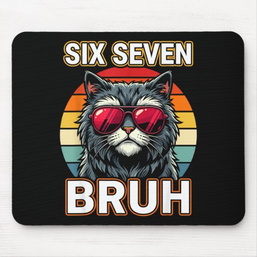 Cool Retro Six Seven Bruh Cat Sungles Meme 67  マウスパッド (正面)