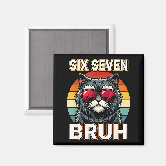 Cool Retro Six Seven Bruh Cat Sungles Meme 67  マグネット (正面/裏面)