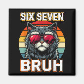 Cool Retro Six Seven Bruh Cat Sungles Meme 67  マグネット (正面)