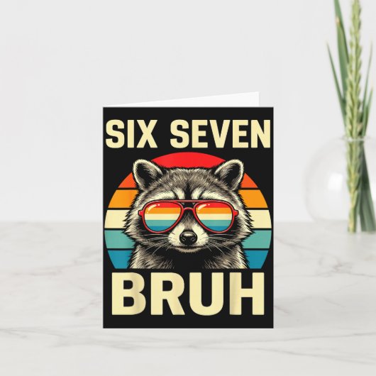 Cool Retro Six Seven Bruh Raccoon Sungles Meme 67  カード (正面)