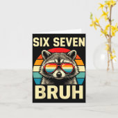 Cool Retro Six Seven Bruh Raccoon Sungles Meme 67  カード (黄色い花)