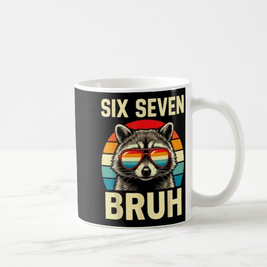 Cool Retro Six Seven Bruh Raccoon Sungles Meme 67  コーヒーマグカップ (右)