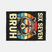 Cool Retro Six Seven Bruh Raccoon Sungles Meme 67  フリースブランケット (正面(横))