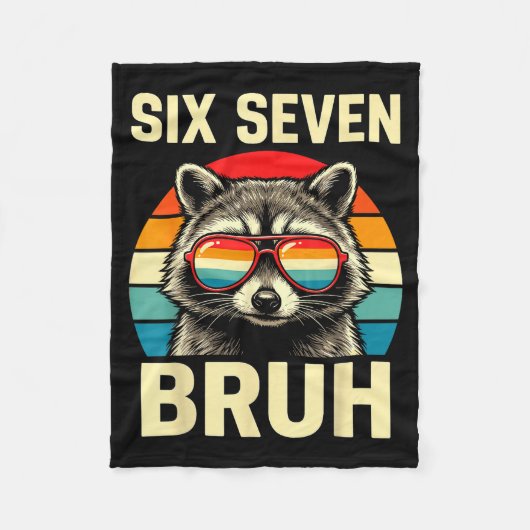 Cool Retro Six Seven Bruh Raccoon Sungles Meme 67  フリースブランケット (正面)