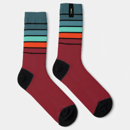 Cool Retro Stripes Personalized Initials ソックス