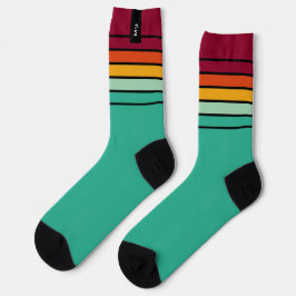 Cool Retro Stripey Personalized Monogram ソックス