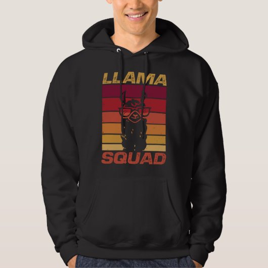Cool Retro Sunglasses Llama  Llama Squad パーカ (正面)
