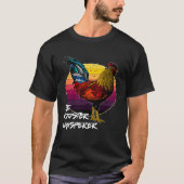 Cool Retro Sunset Silhouette Male Chicken Rooster  Tシャツ (正面)