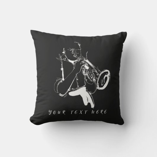 Cool Retro Trumpeter Custom Name (名入れ・カスタム対応) クッション (正面)
