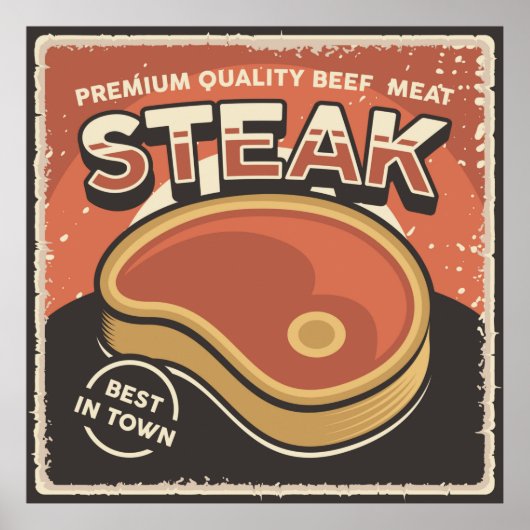 cool retro vintage butcher shop  ポスター (正面)