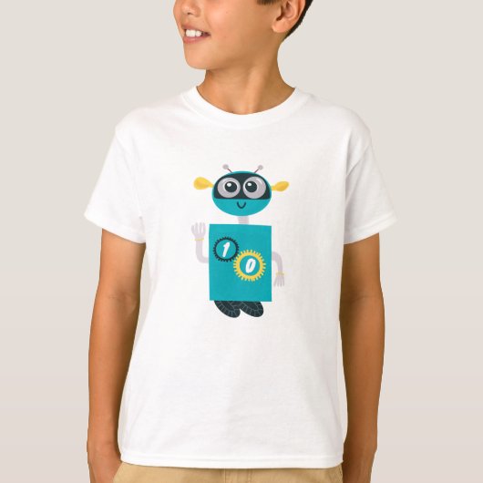 Cool Robot Custom Age Boys Birthday  Tシャツ (正面)