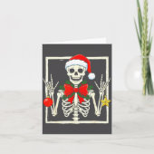 Cool Rocker Skeleton Santa Hat Christmas Punk Rock カード (正面)