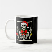 Cool Rocker Skeleton Santa Hat Christmas Punk Rock コーヒーマグカップ (左)