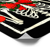 Cool Rocker Skeleton Santa Hat Christmas Punk Rock ポスター (角)