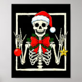 Cool Rocker Skeleton Santa Hat Christmas Punk Rock ポスター (正面)