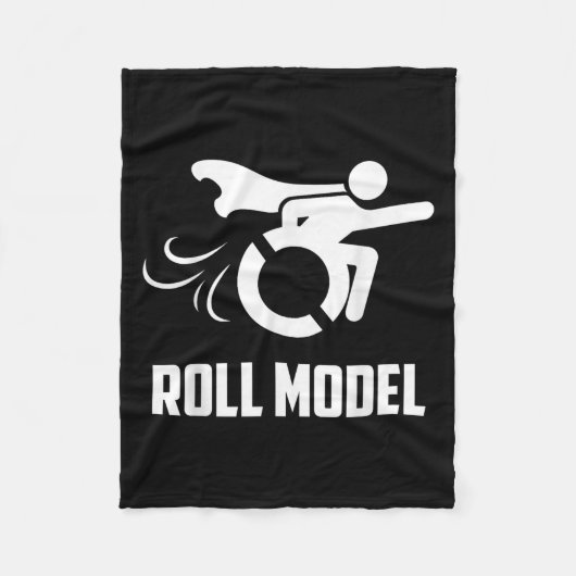 Cool Roll Model _ Funny Handicapped Person Wheelch フリースブランケット (正面)