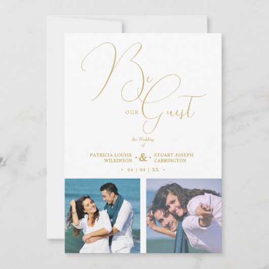 Cool Romantic 2 Multi Photos Be Our Guest Wedding 招待状 (正面)