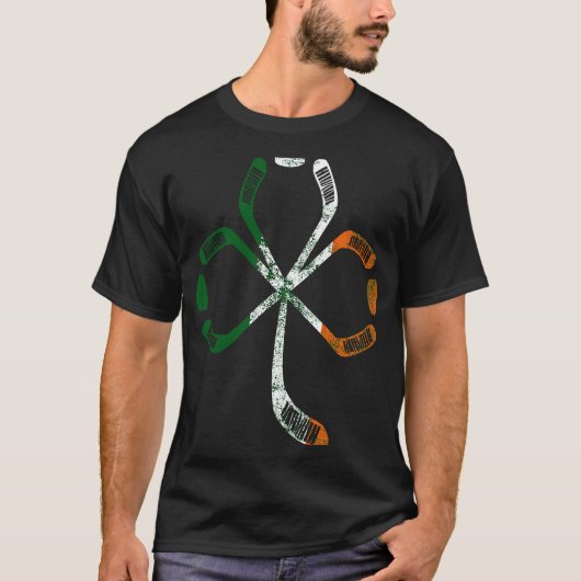 Cool Saint Patrick's Hockey Shamrock Ireland Flag Tシャツ (正面)