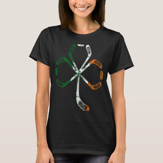 Cool Saint Patrick's Hockey Shamrock Ireland Flag Tシャツ (正面)