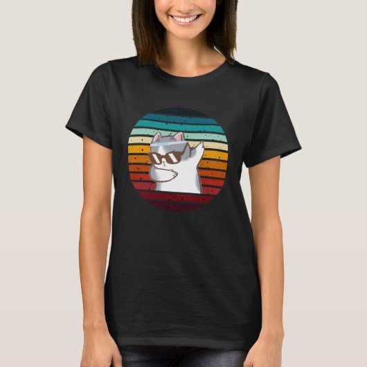 Cool Samurai Cat Retro Sunset Cute Kitten Men Wome Tシャツ (正面)