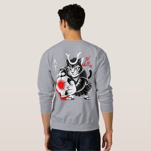 Cool Samurai Cat Soccer For Anime & Art Lovers スウェットシャツ (裏面フル)