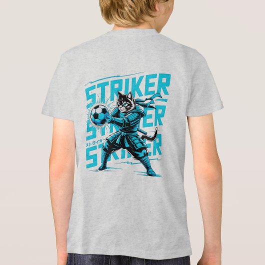  Cool Samurai Cat Soccer Striker - Gift for soccer トライブレンドＴシャツ (裏面)