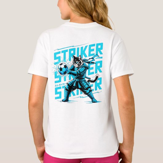  Cool Samurai Cat Soccer Striker - Gift for soccer Tシャツ (裏面)
