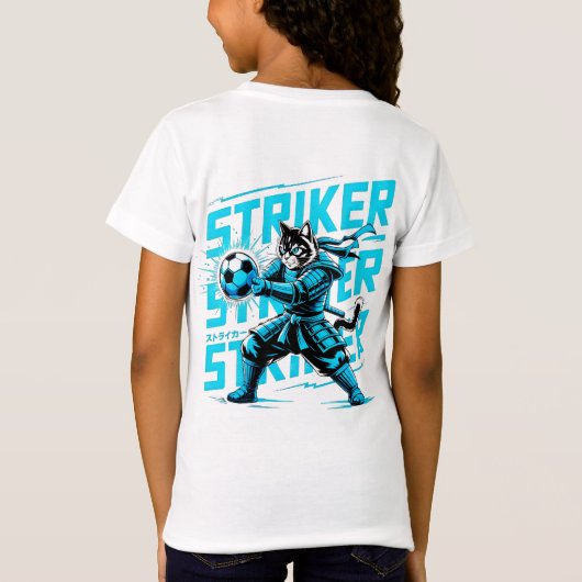 Cool Samurai Cat Soccer Striker - Gift for soccer Tシャツ (裏面)