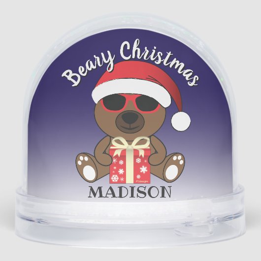 Cool Santa Bear Beary Christmas Custom text name (裏面)