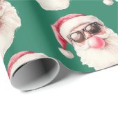 Cool Santa Bubble Gum Sunglasses Christmas Green ラッピングペーパー (ロールコーナー)