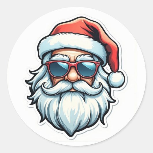 cool santa claus ラウンドシール (正面)