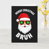 Cool Santa Claus Bruh Meme Funny Christmas Card カード (黄色い花)