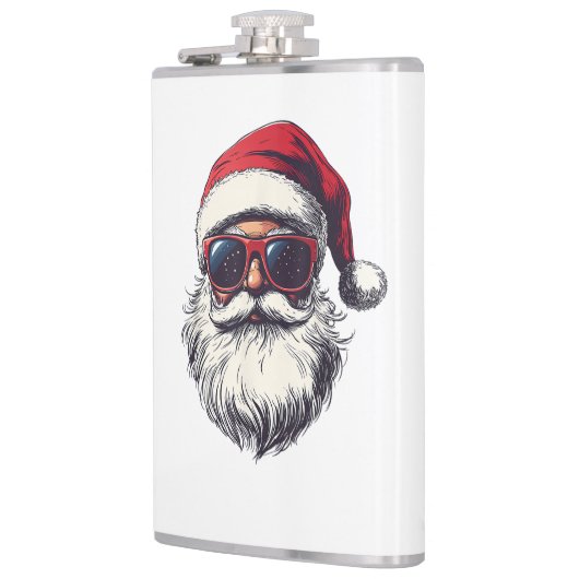 Cool Santa Claus Face Retro Sunglasses Christmas M フラスク (左)