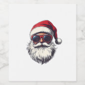 Cool Santa Claus Face Retro Sunglasses Christmas M ワインラベル (シングルラベル)