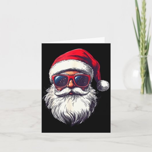 Cool Santa Claus Face Retro Sungles Christmas Men  カード (正面)