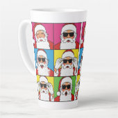 Cool Santa Claus Pop Art with Sunglasse カフェラテマグ (左アングル)