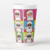 Cool Santa Claus Pop Art with Sunglasse カフェラテマグ (正面)