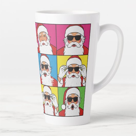 Cool Santa Claus Pop Art with Sunglasse カフェラテマグ (右)