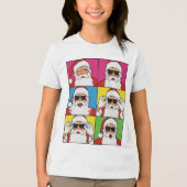 Cool Santa Claus Pop Art with Sunglasses - Retro C トライブレンドＴシャツ (正面)