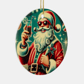 Cool Santa Funny Christmas セラミックオーナメント (右)