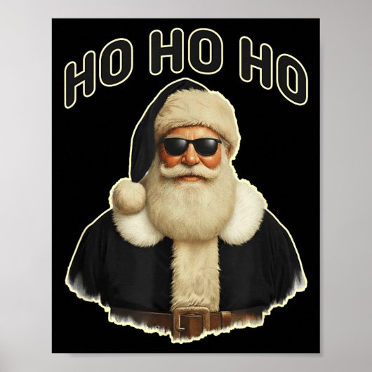 Cool Santa In Black Hat Sungles Graphic  ポスター (正面)