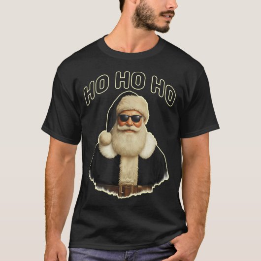 Cool Santa In Black Hat Sungles Graphic Tシャツ (正面)