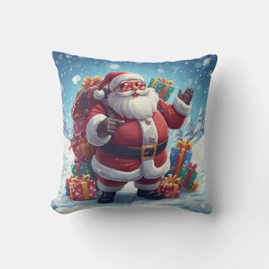 Cool Santa Pillow – Festive Charm for Cozy Spaces クッション (正面)