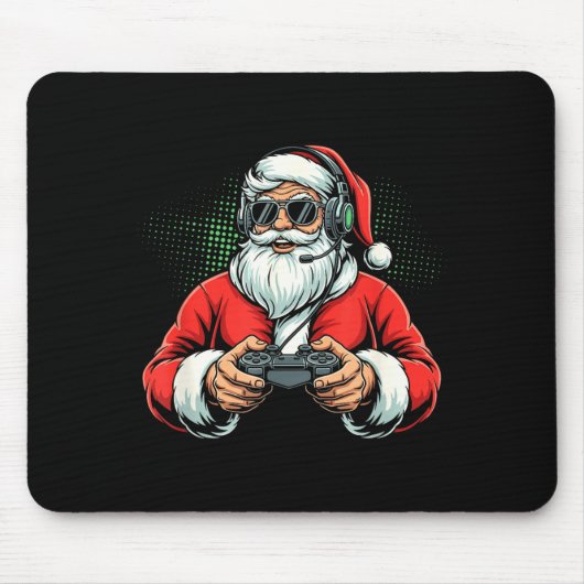 Cool Santa Playing Video Games Christmas Gamer Boy マウスパッド (正面)