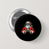Cool Santa Playing Video Games Christmas Gamer Boy 缶バッジ (正面&裏面)