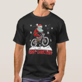 Cool Santa Riding Bicycle Merry Christmas Mountain Tシャツ (正面)
