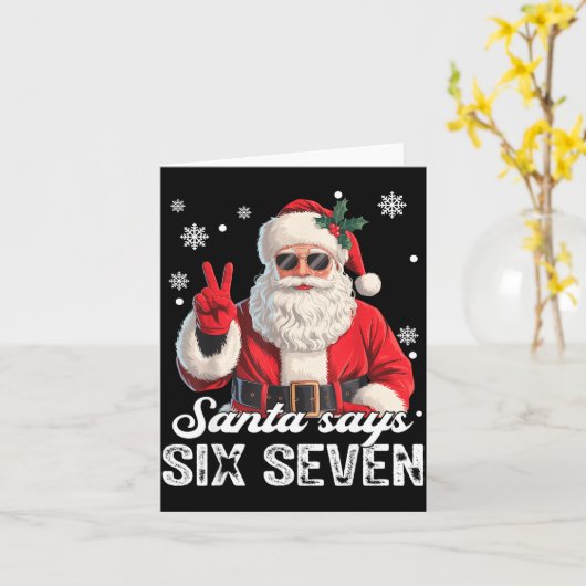 Cool Santa Says 67 Meme Funny Christmas Xmas Men W カード (黄色い花)