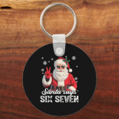 Cool Santa Says 67 Meme Funny Christmas Xmas Men W キーホルダー (正面)